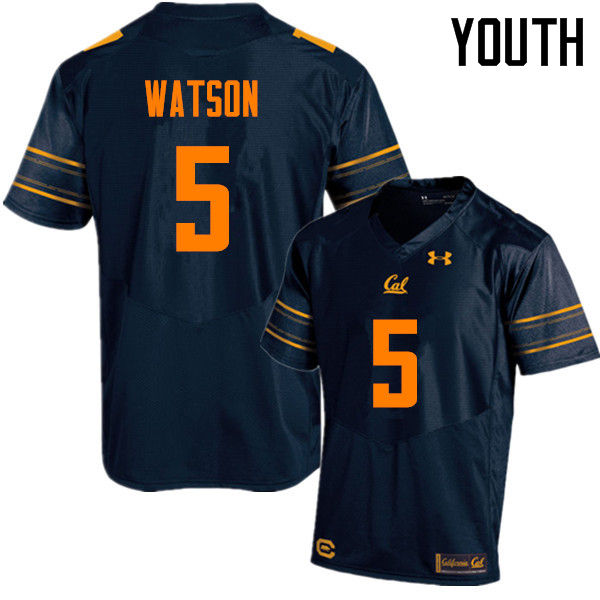 Youth #5 Tre Watson Cal Bears (California Golden Bears College) Football Jerseys Sale-Navy